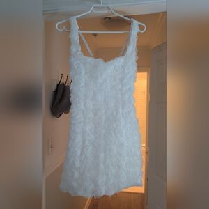 White Floral Textured Dress